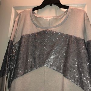 NWOT VS Gray Sequin Pullover
